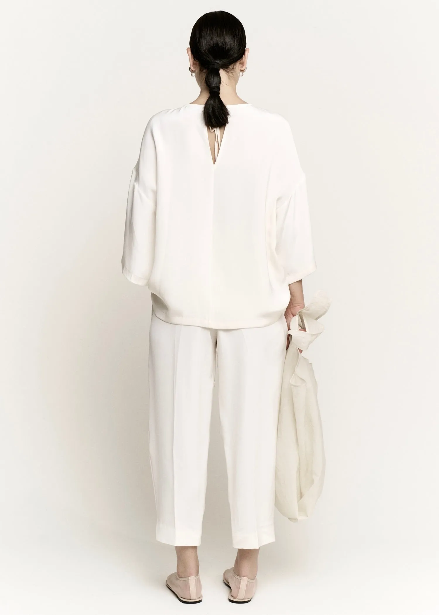 Silk Boxy Tee | Off White Silk Crepe sold by Modern Weaving product image thumbnail 2