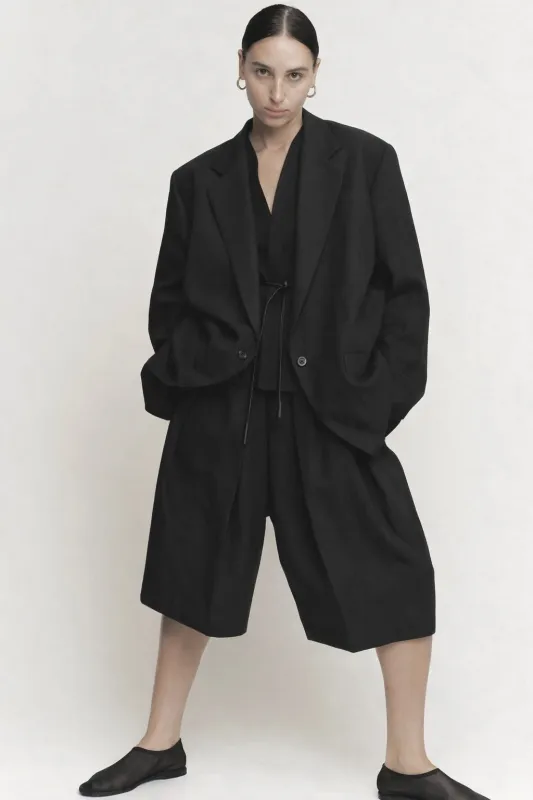 Oversize Boxy Blazer  | Black Structured Linen made by Modern Weaving