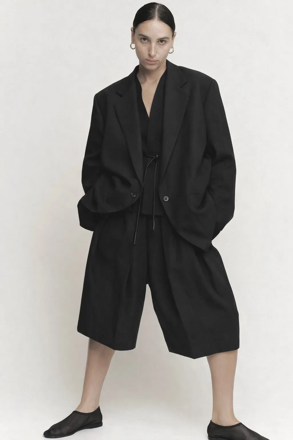 Oversize Boxy Blazer | Black Structured Linen sold by Modern Weaving