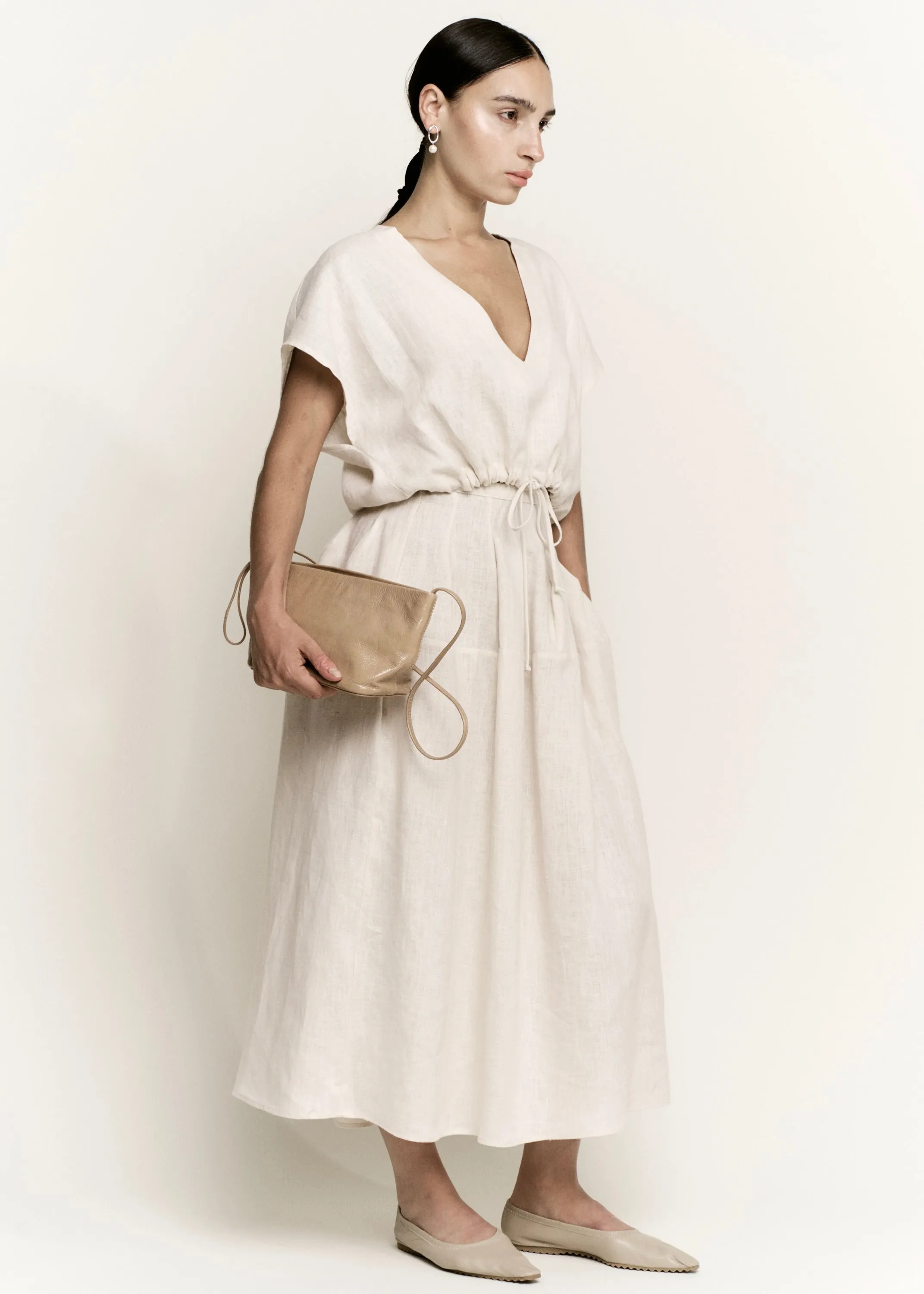 Godet Circle Skirt | Bone Lightweight Linen sold by Modern Weaving