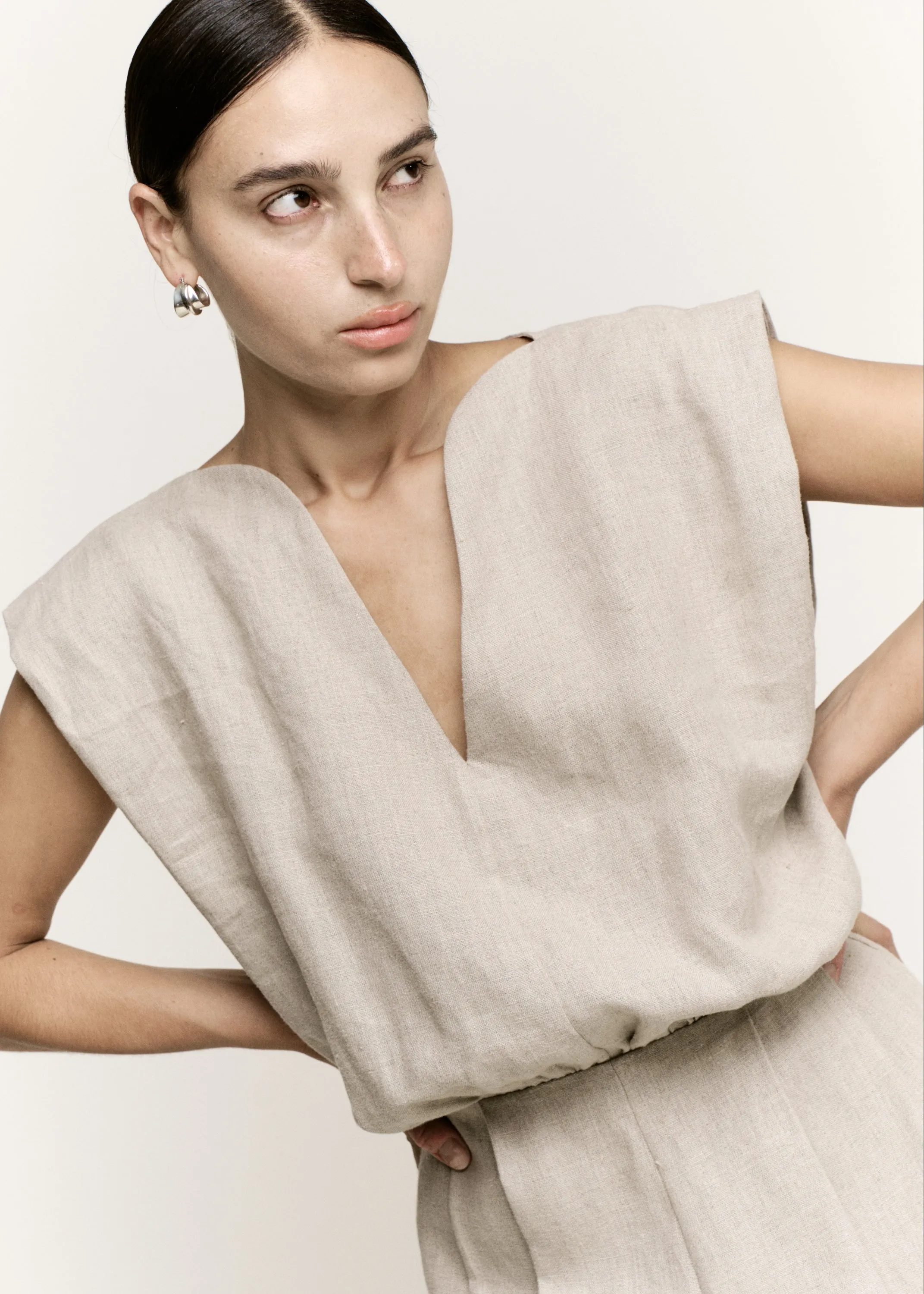 Sculpt Jumpsuit | Natural Melnage Structured Linen sold by Modern Weaving product image thumbnail 2