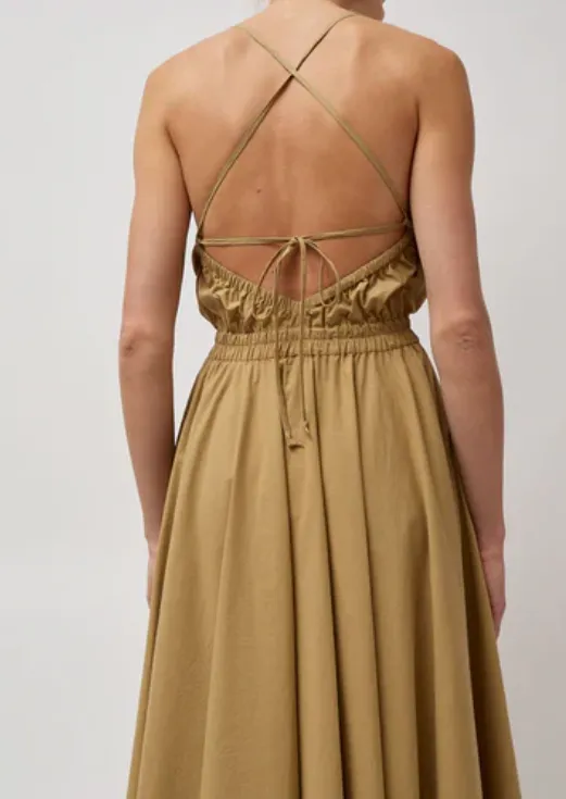 Cross Back Tie Dress | Khaki Parchment Poplin sold by Modern Weaving product image thumbnail 2