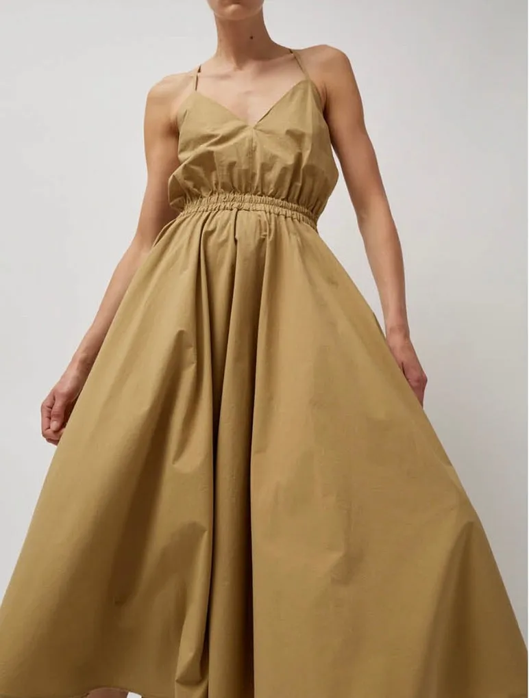 Cross Back Tie Dress | Khaki Parchment Poplin sold by Modern Weaving product image thumbnail 3