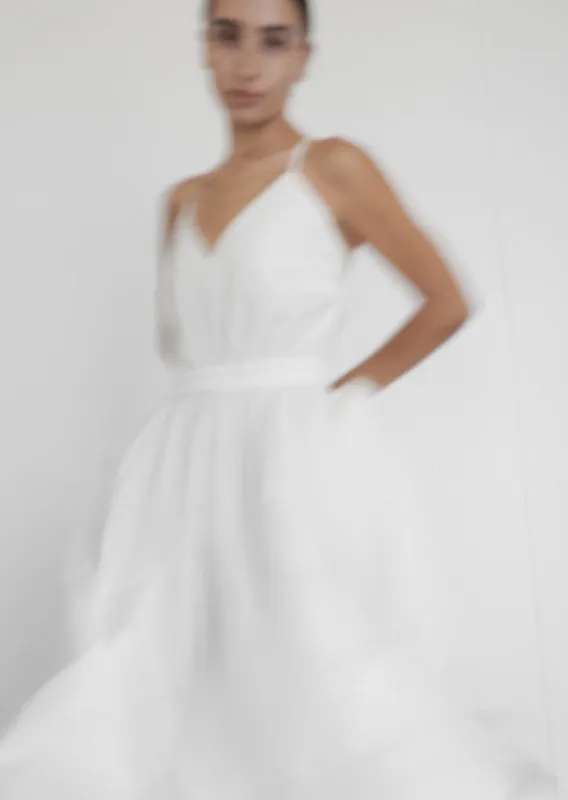 Cross Back Tie Dress | Off White Parchment Poplin made by Modern Weaving