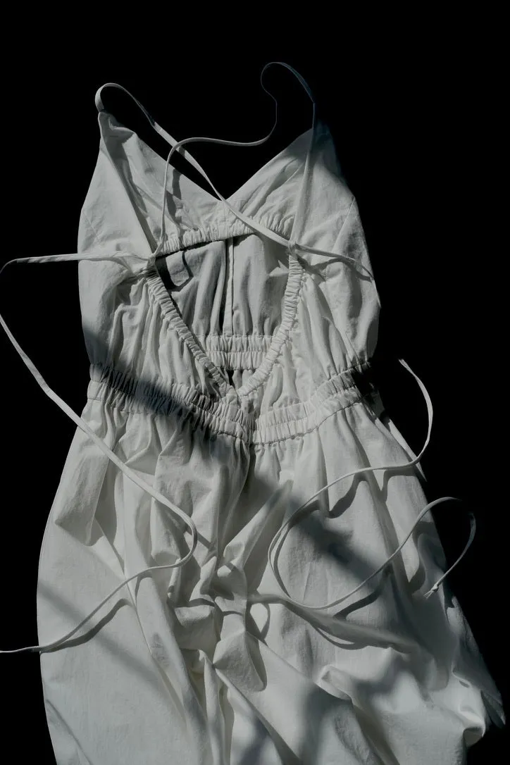 Cross Back Tie Dress | Off White Parchment Poplin sold by Modern Weaving product image thumbnail 3