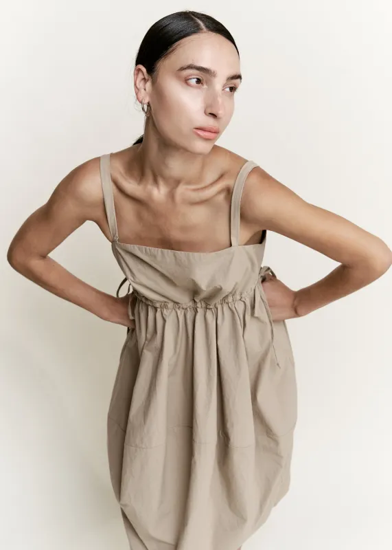 Balloon Dress | Taupe Parchment Poplin made by Modern Weaving