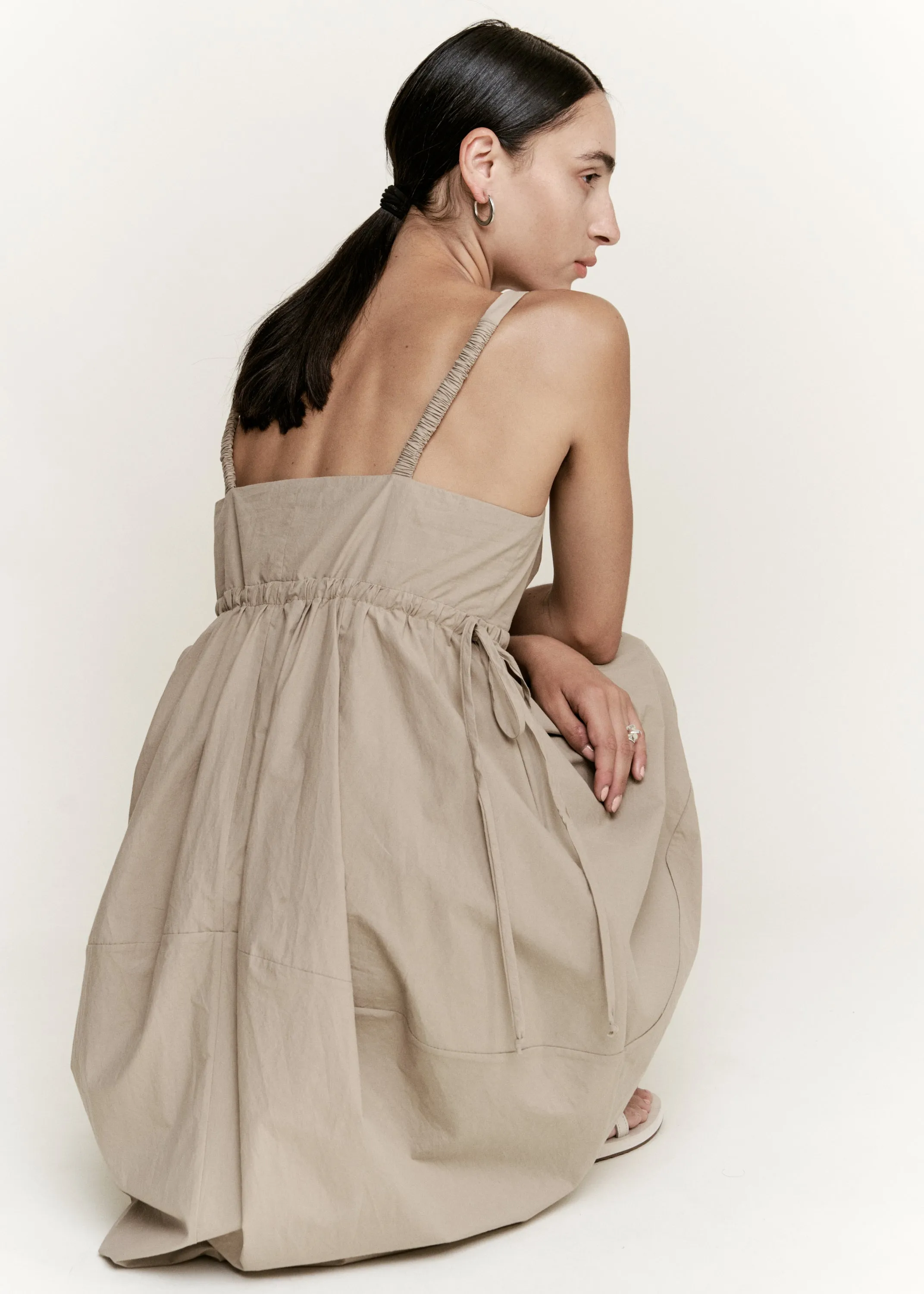 Balloon Dress | Taupe Parchment Poplin sold by Modern Weaving product image thumbnail 2