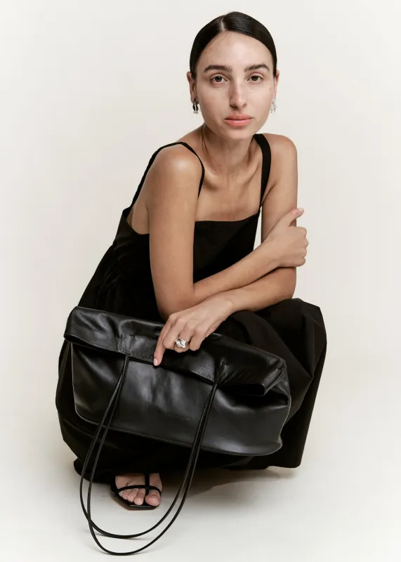 Balloon Dress |  Black Parchment Poplin made by Modern Weaving