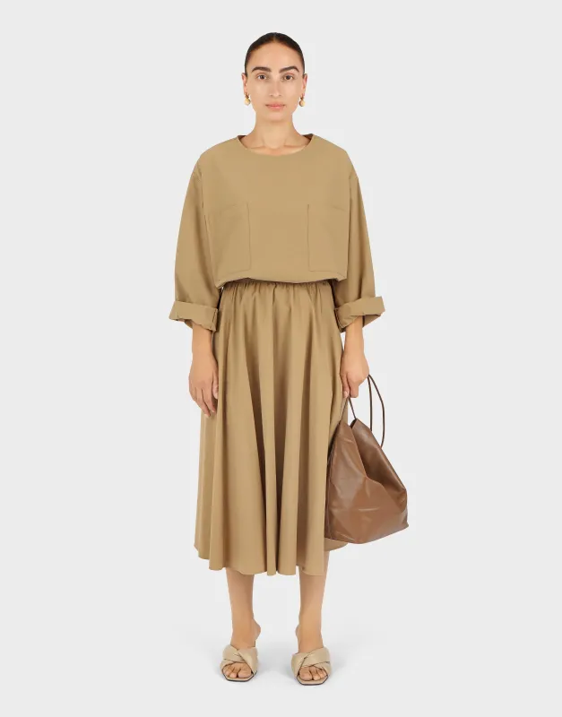 Pocket Popover Top | Khaki Parchment Poplin made by Modern Weaving
