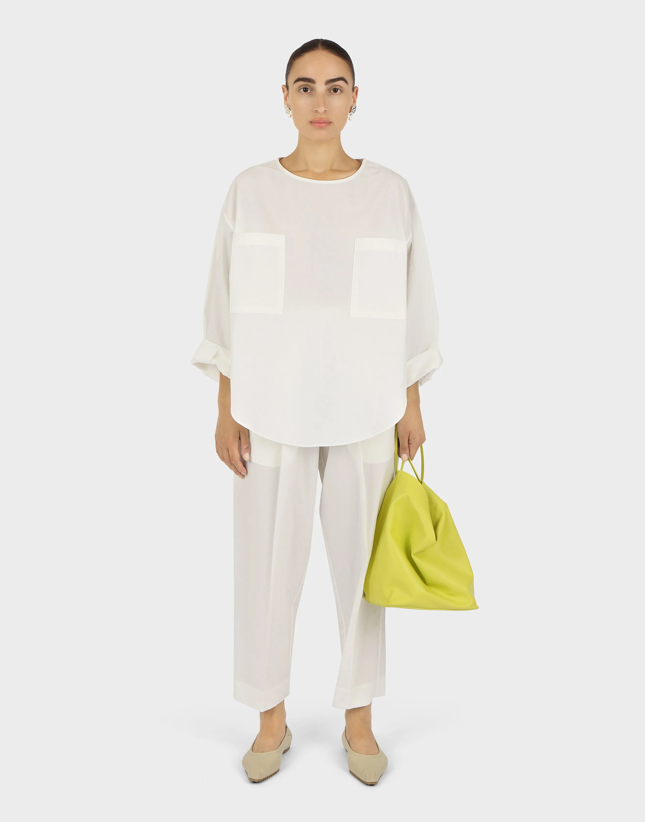 Pocket Popover Top | Off White Parchment Poplin sold by Modern Weaving