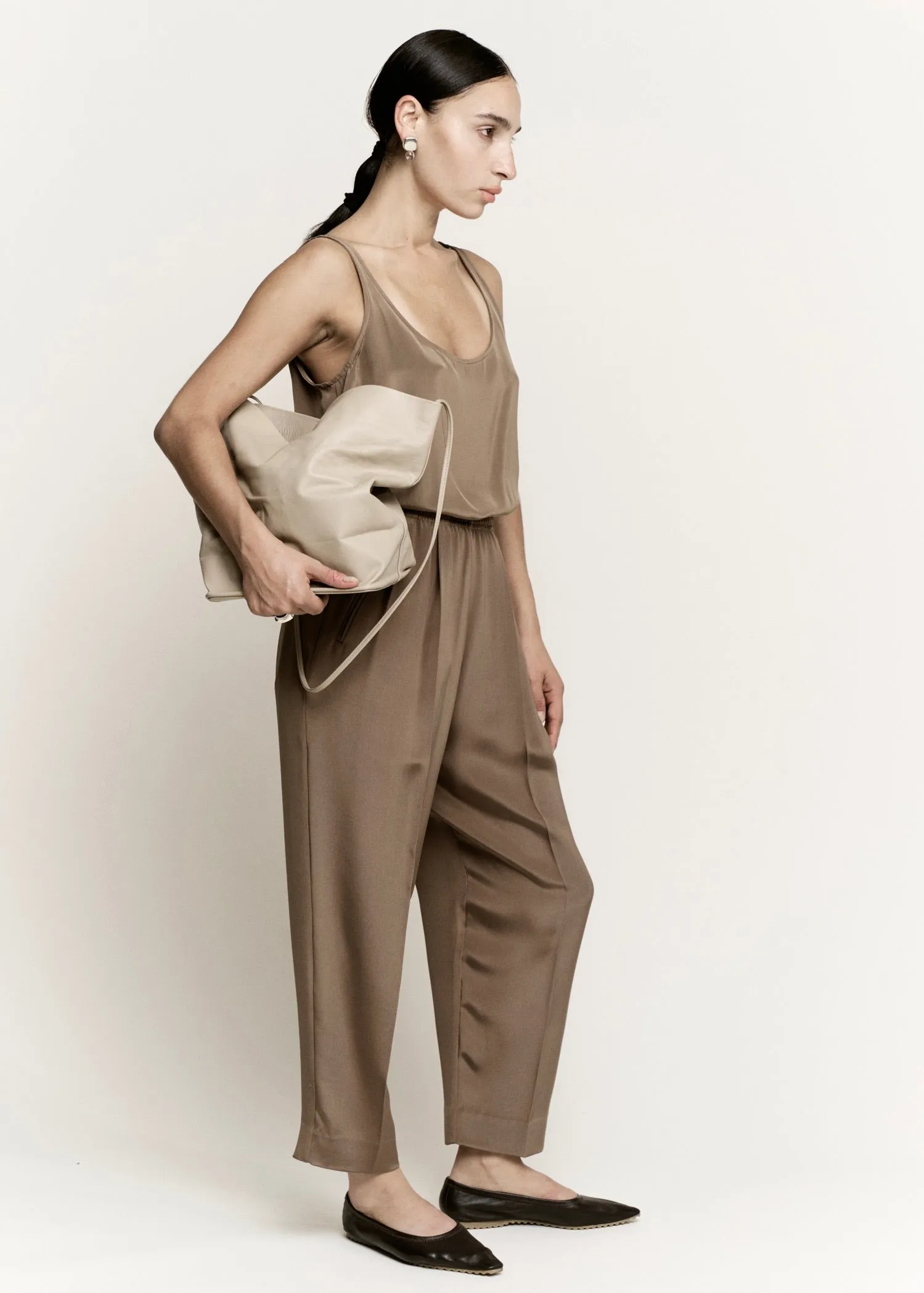 Relaxed Lean Trouser | Almond 3 Ply Silk Crepe sold by Modern Weaving product image thumbnail 2
