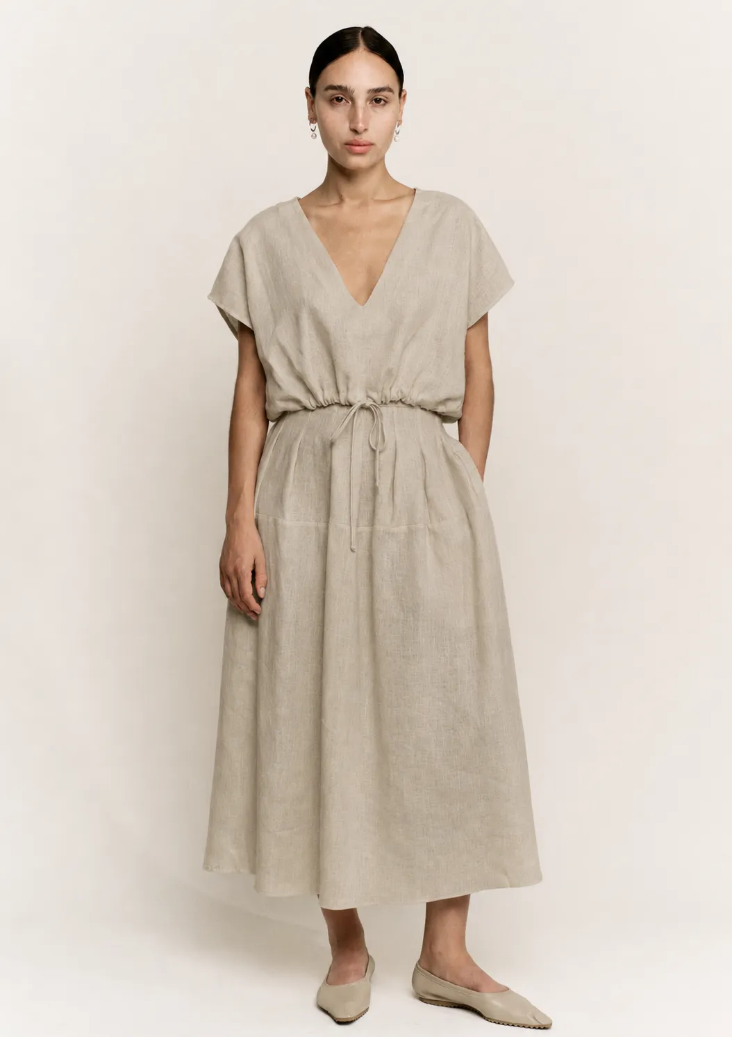 Godet Circle Skirt | Sand Lightweight Linen sold by Modern Weaving