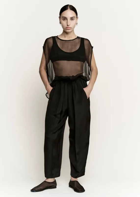 Relaxed Lean Trouser  | Black 3 Ply Silk Crepe made by Modern Weaving