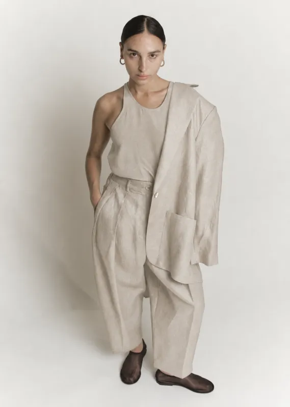 Voluminous Pleat Trouser | Natural Belgian Linen made by Modern Weaving