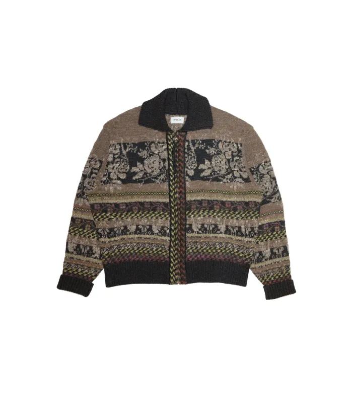JACQUARD CARDIGAN - BLACK made by TANAKA