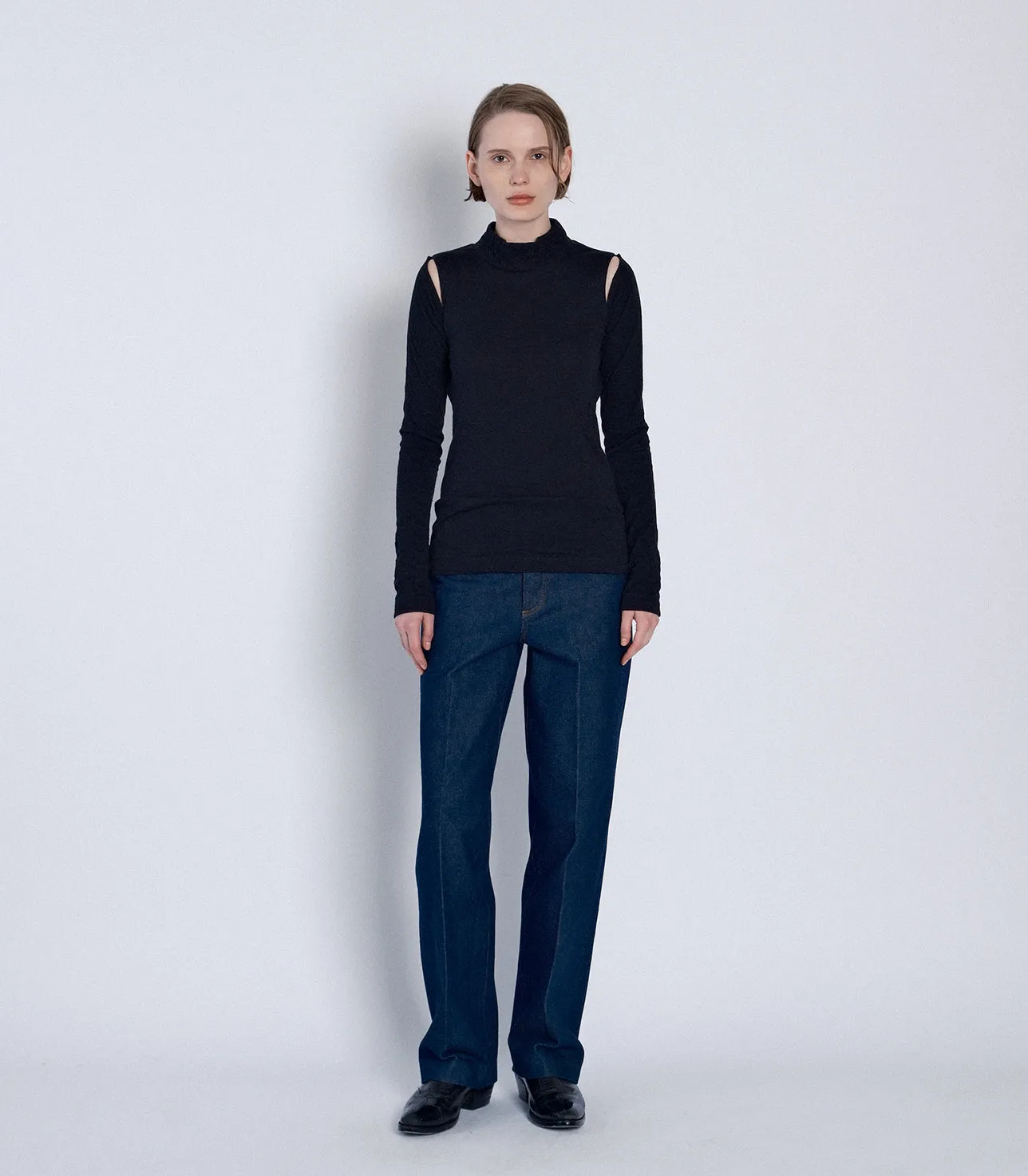 HIGH-NECK JERSEY TOP - BLACK sold by TANAKA product image thumbnail 2