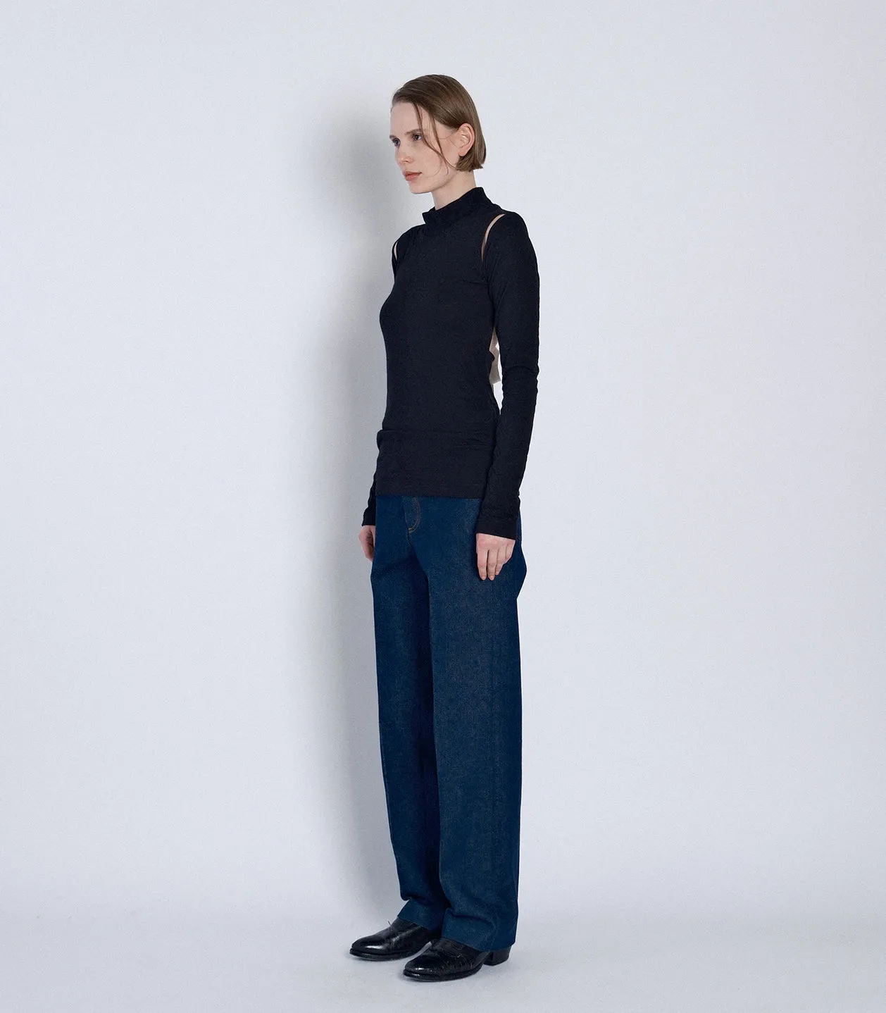 HIGH-NECK JERSEY TOP - BLACK sold by TANAKA product image thumbnail 4