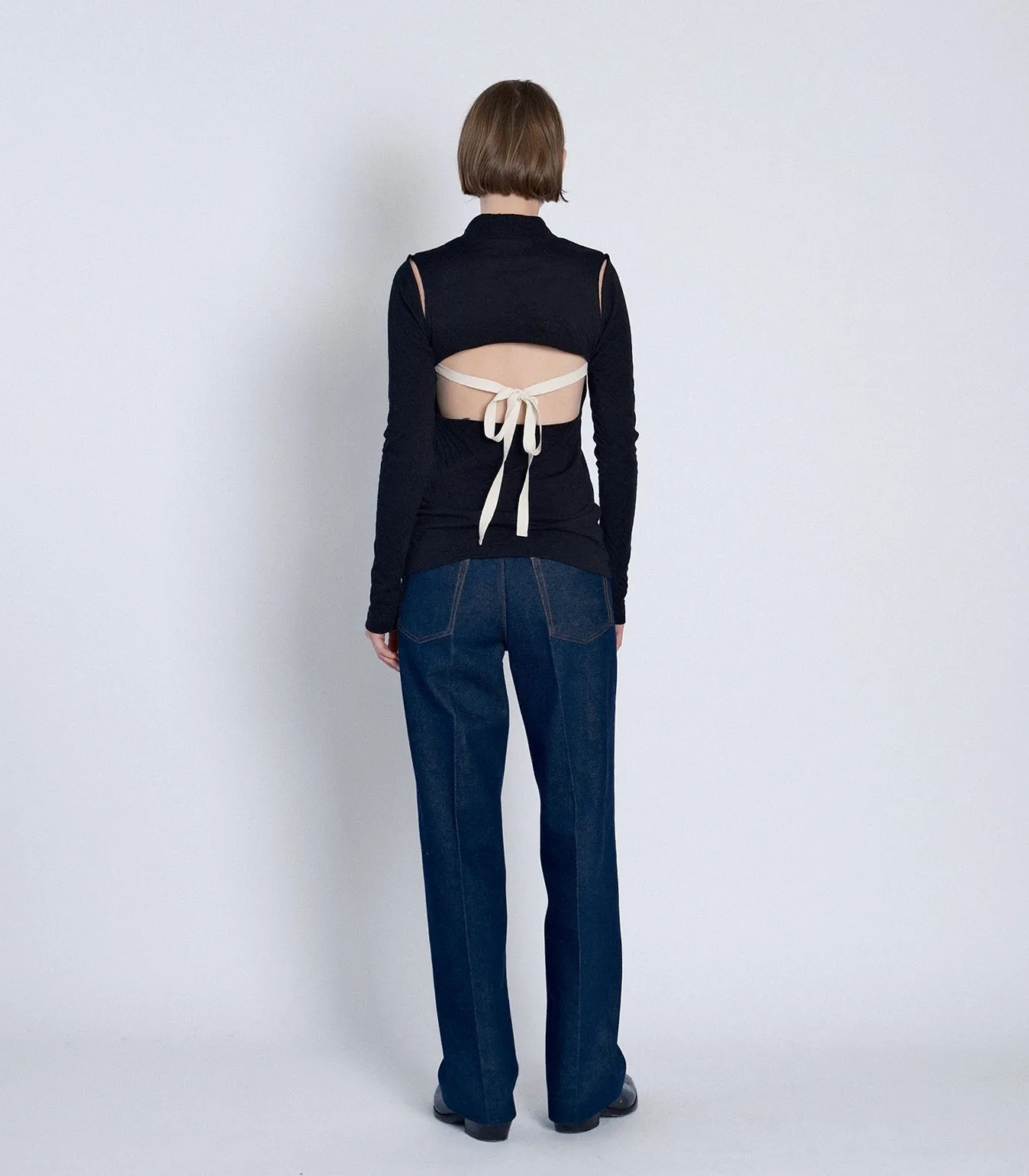 HIGH-NECK JERSEY TOP - BLACK sold by TANAKA product image thumbnail 3