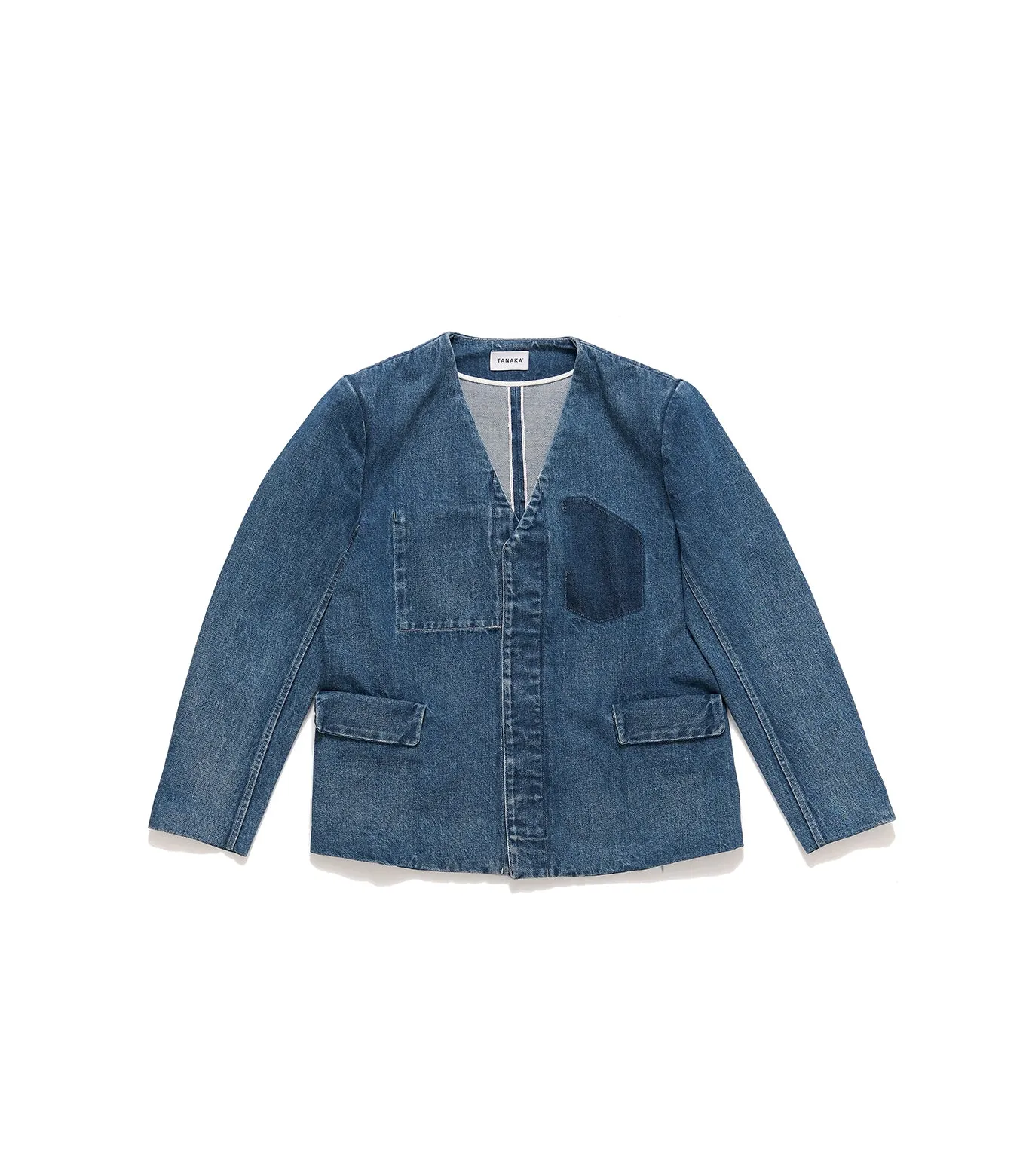 NO COLLAR JEAN JACKET - VINTAGE BLUE sold by TANAKA