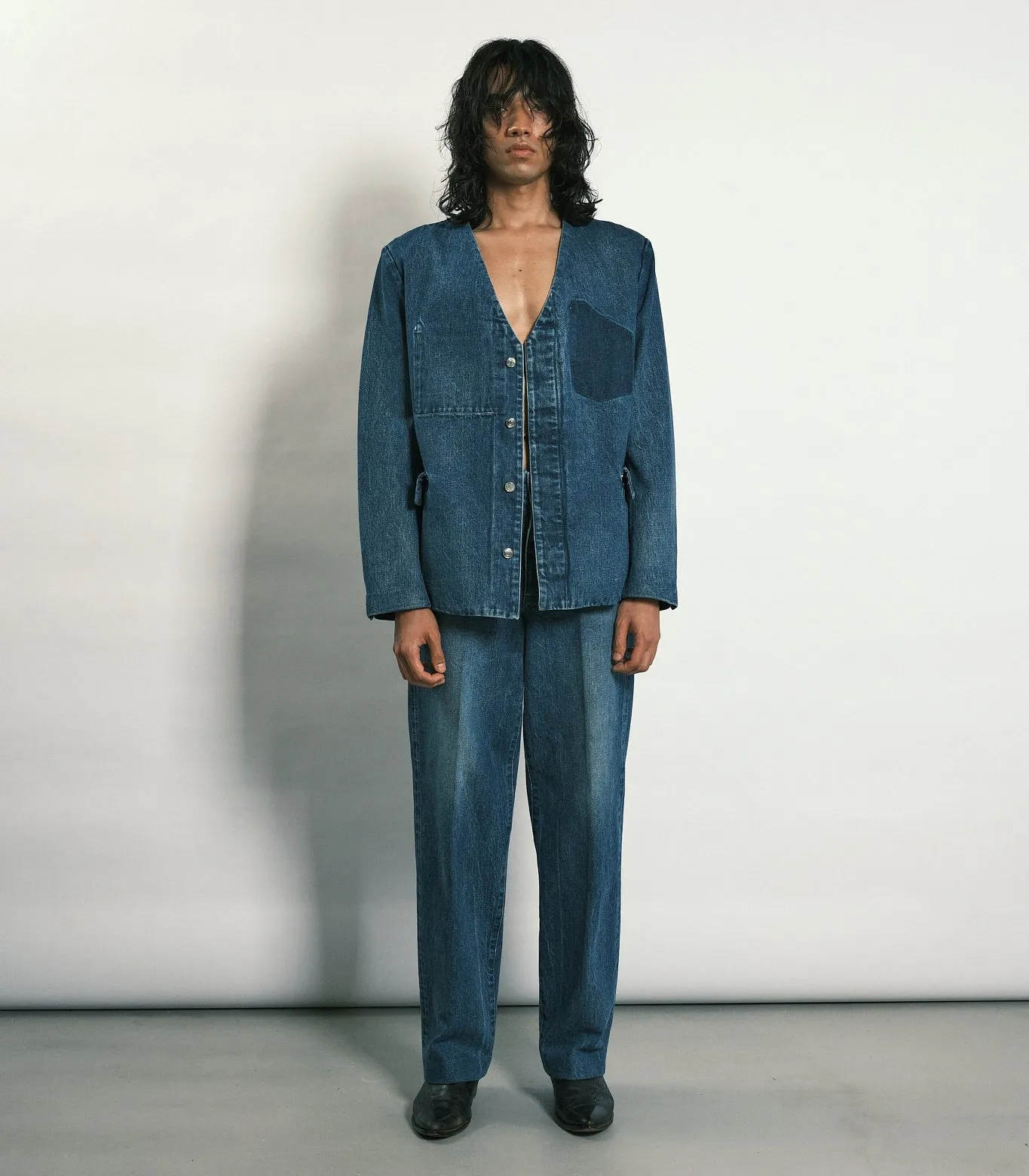 NO COLLAR JEAN JACKET - VINTAGE BLUE sold by TANAKA product image thumbnail 2