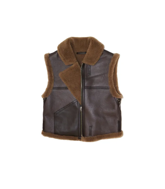 SHEARLING VEST - BROWN sold by TANAKA