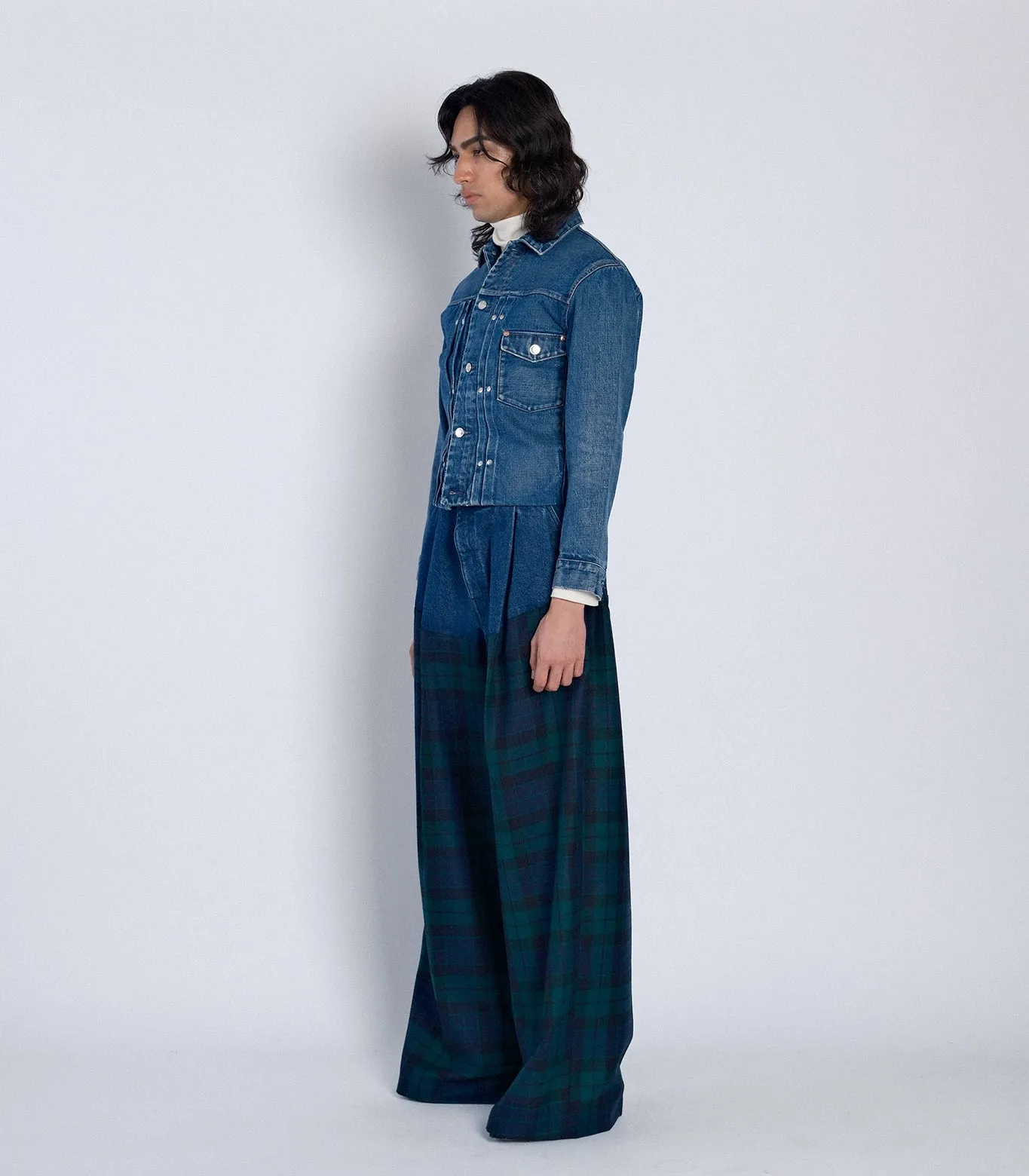 COMBI WIDE TROUSERS - GREEN CHECK sold by TANAKA product image thumbnail 5