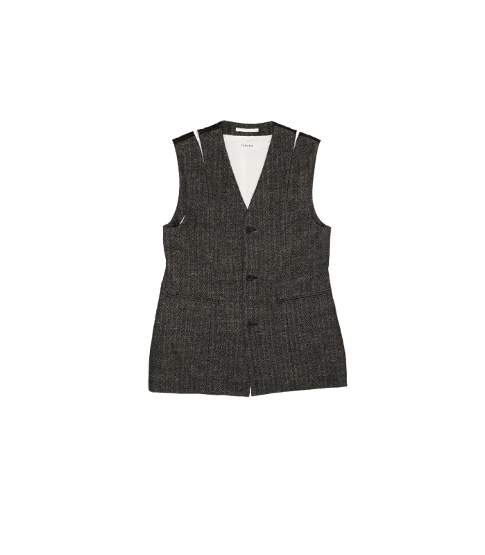SLIT TAILORED VEST -  HERRINGBONE made by TANAKA