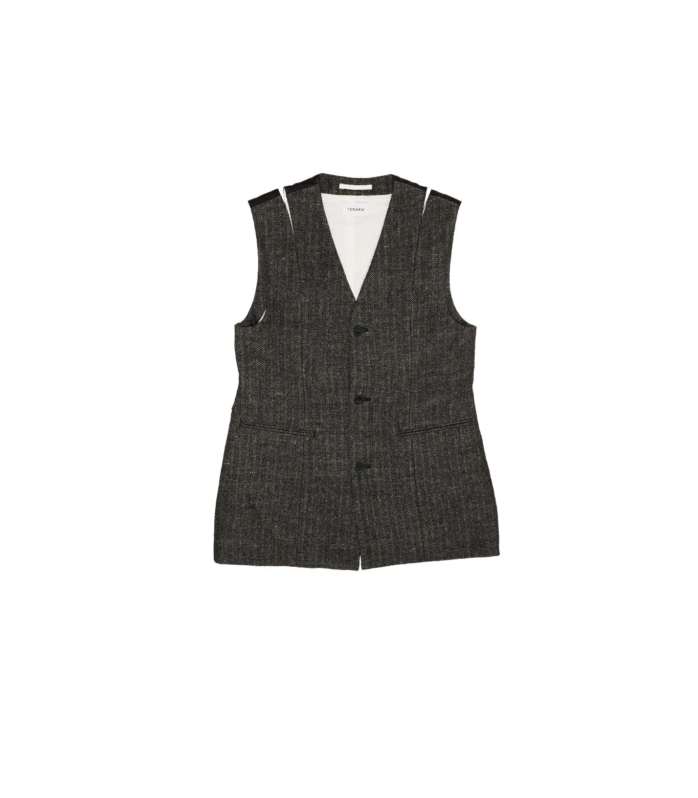 SLIT TAILORED VEST - HERRINGBONE sold by TANAKA