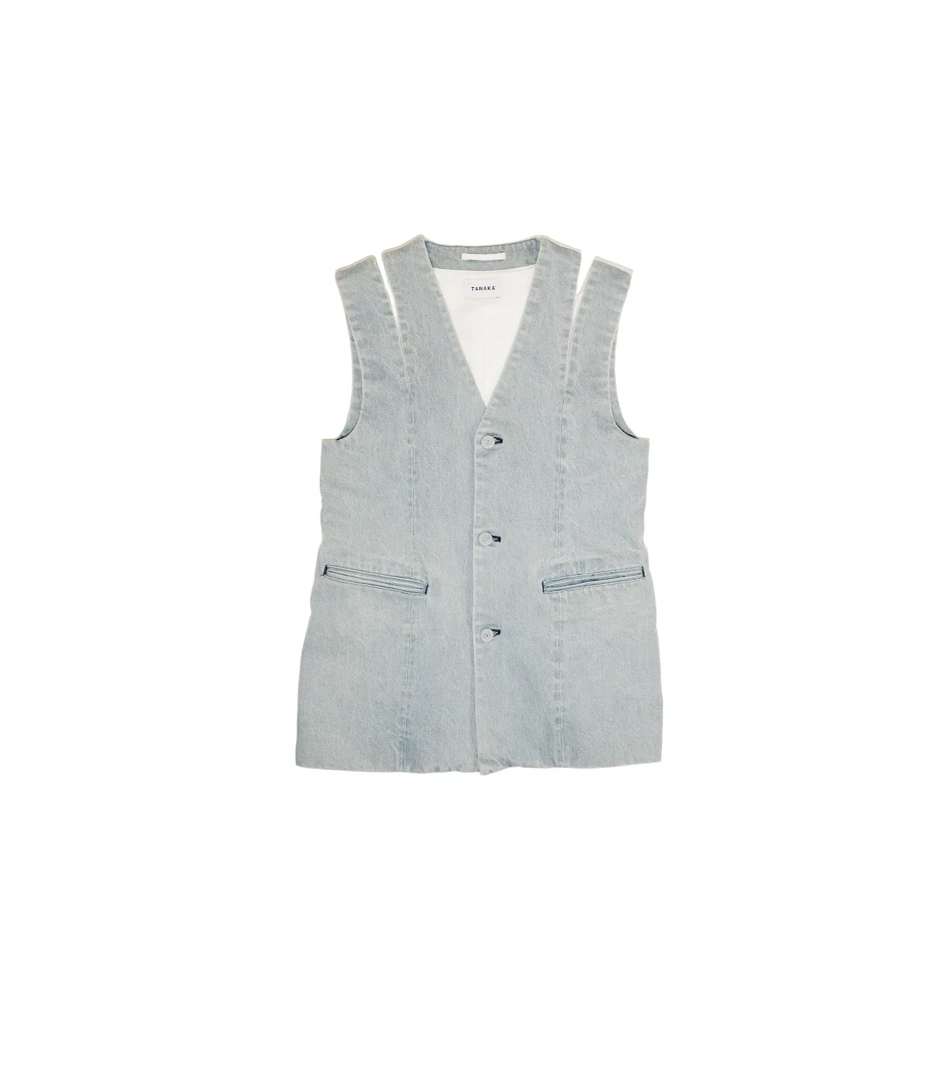 SLIT TAILORED VEST - ASH BLUE sold by TANAKA