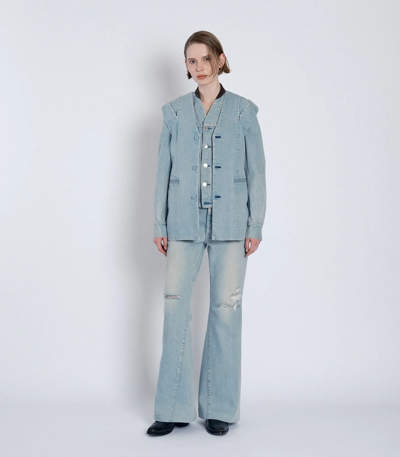 SLIT TAILORED VEST - ASH BLUE sold by TANAKA product image thumbnail 3