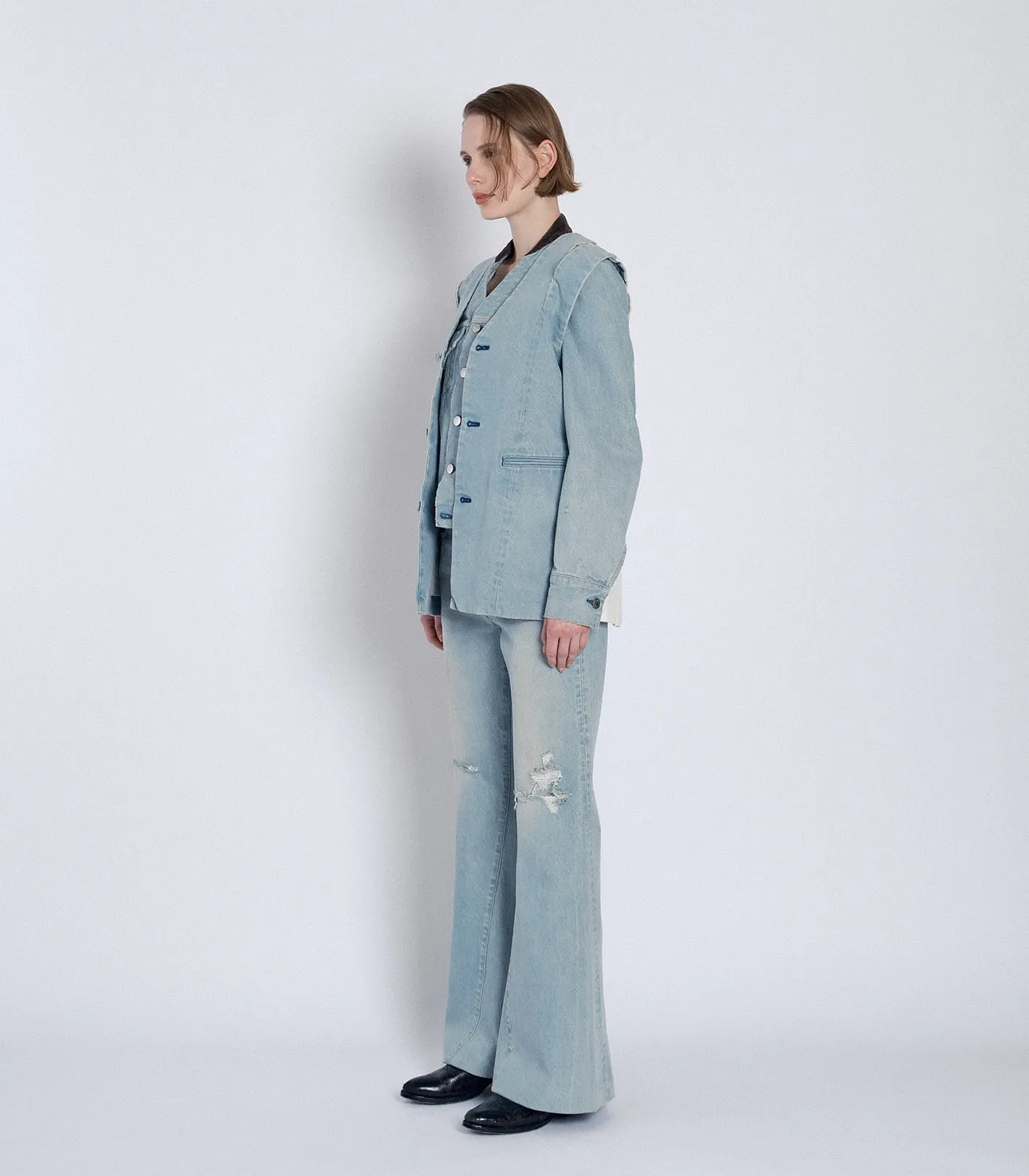 SLIT TAILORED VEST - ASH BLUE sold by TANAKA product image thumbnail 5