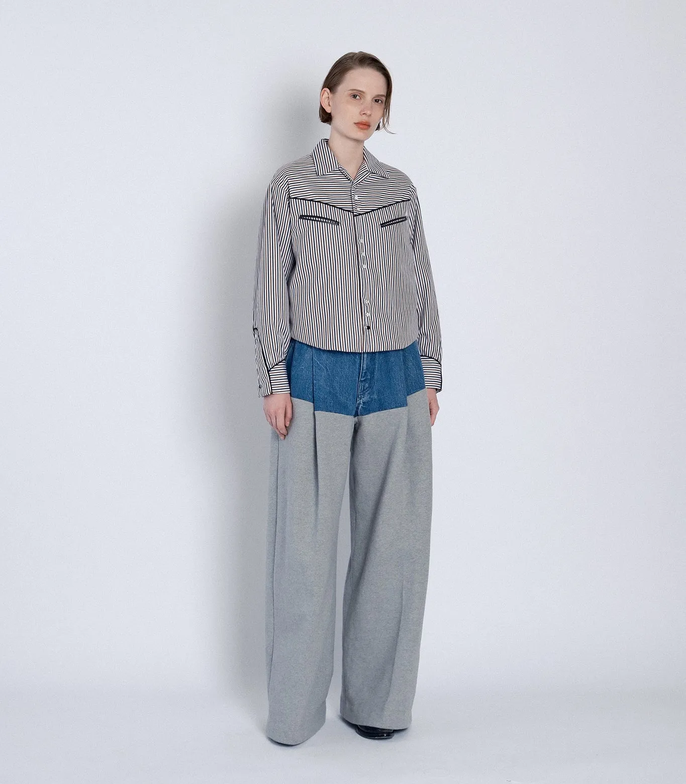 COMBI WIDE TROUSERS - HEATHER GRAY sold by TANAKA product image thumbnail 3