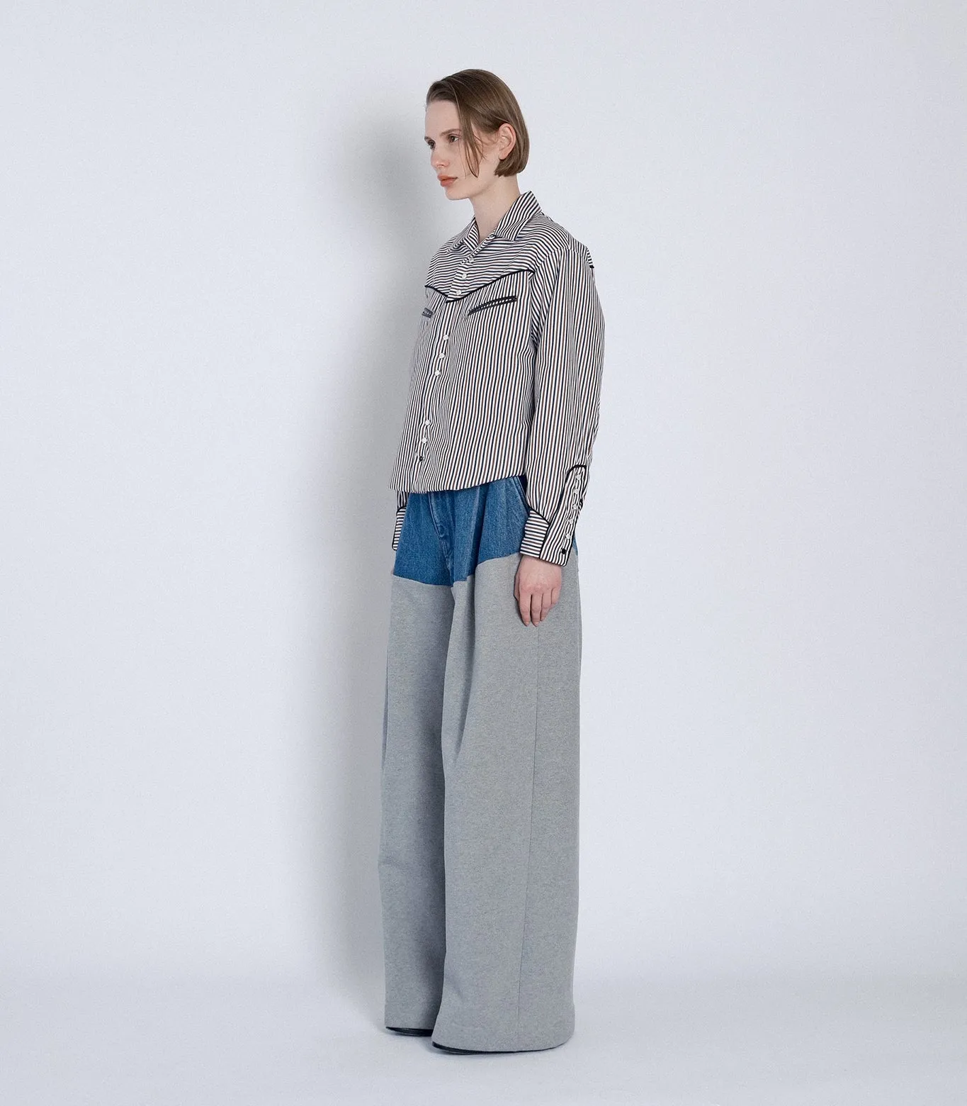 COMBI WIDE TROUSERS - HEATHER GRAY sold by TANAKA product image thumbnail 5