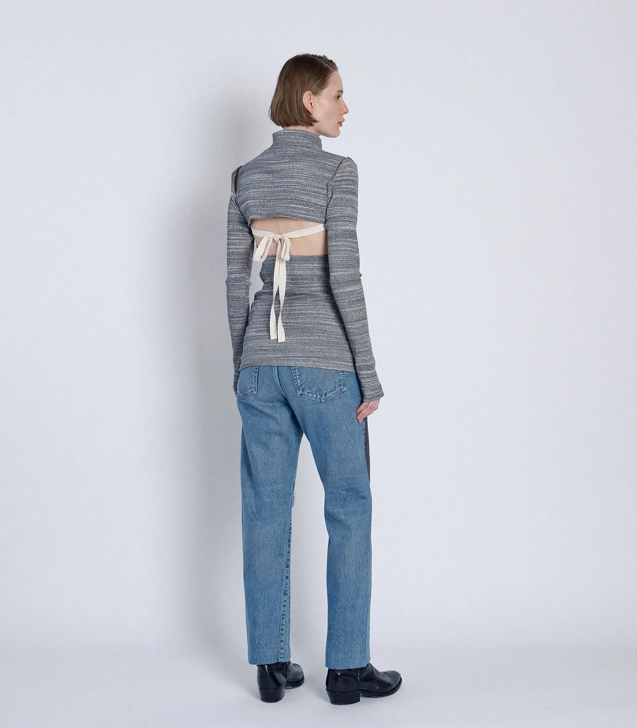 HIGH-NECK JERSEY TOP - MARBLE GRAY sold by TANAKA product image thumbnail 3