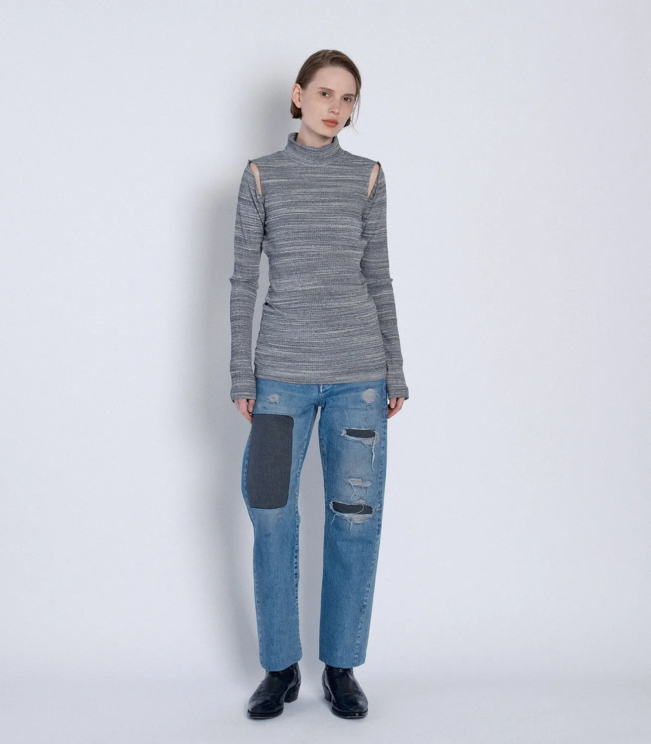 HIGH-NECK JERSEY TOP - MARBLE GRAY sold by TANAKA product image thumbnail 2