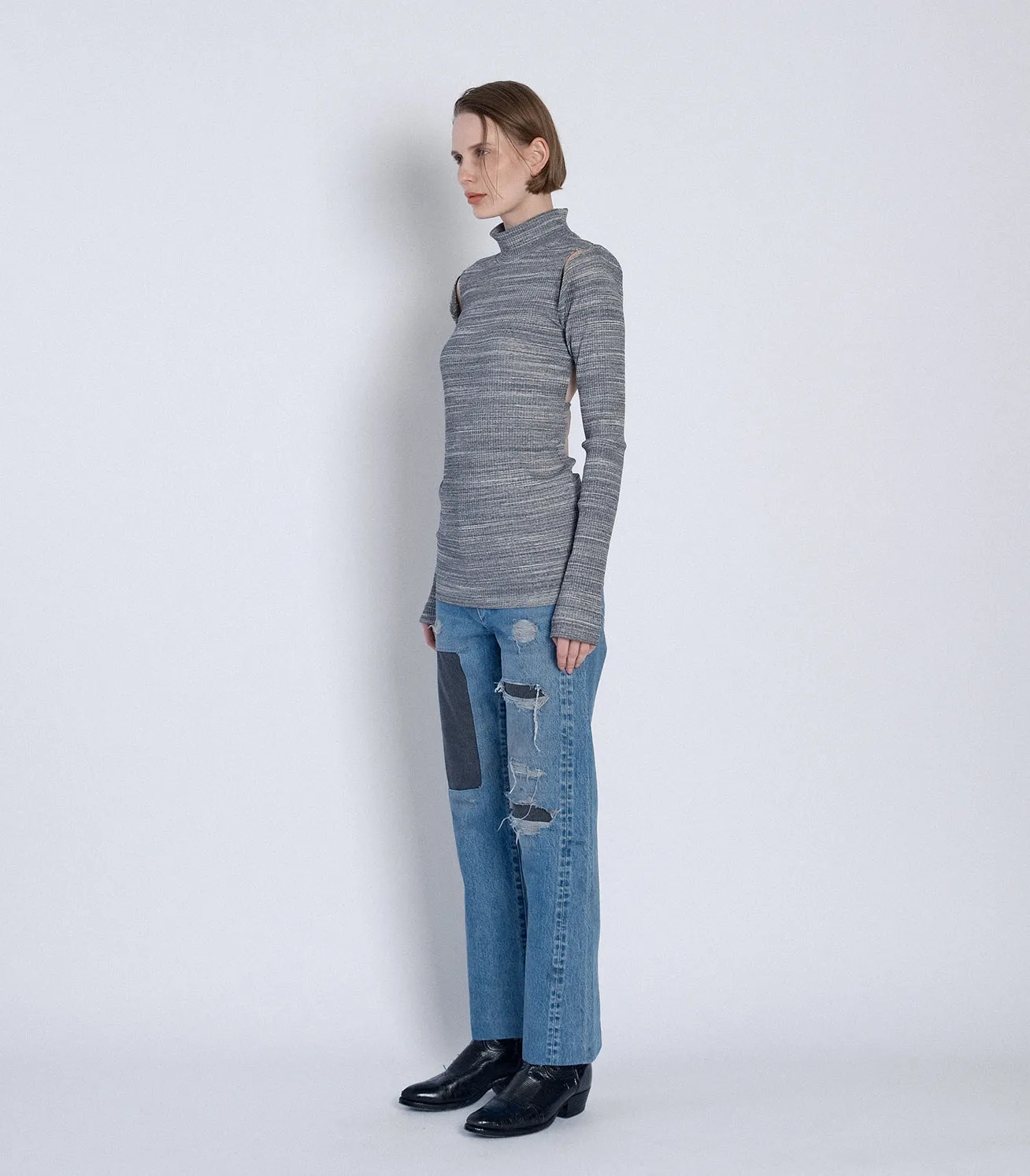 HIGH-NECK JERSEY TOP - MARBLE GRAY sold by TANAKA product image thumbnail 4