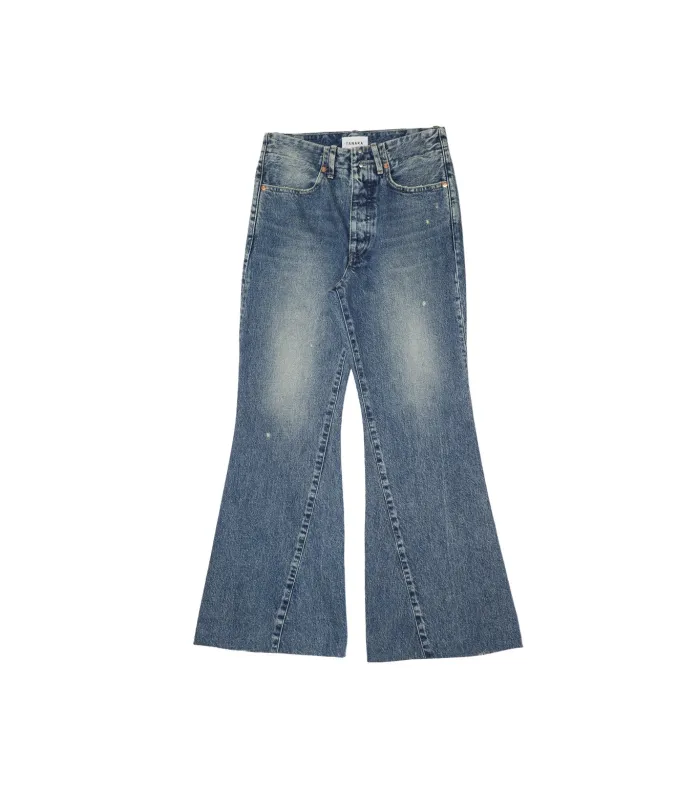 FLARE JEAN TROUSERS - GREEN BLUE made by TANAKA