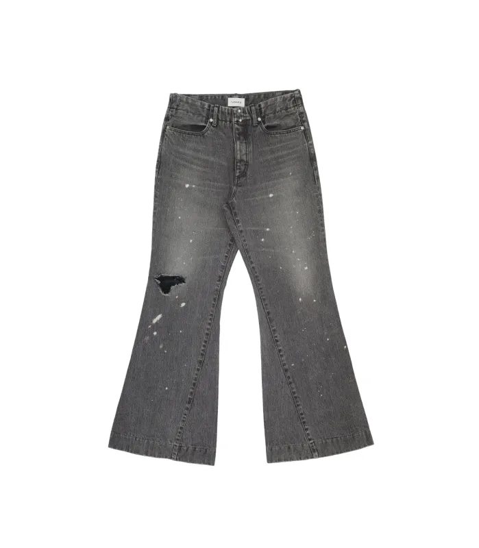 FLARE JEAN TROUSERS - DISTRESSED GRAY made by TANAKA