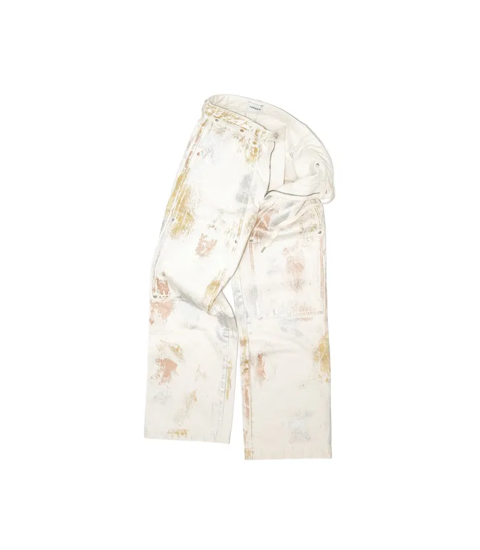 WORK JEAN TROUSERS - WHITE BUTTERFLY sold by TANAKA