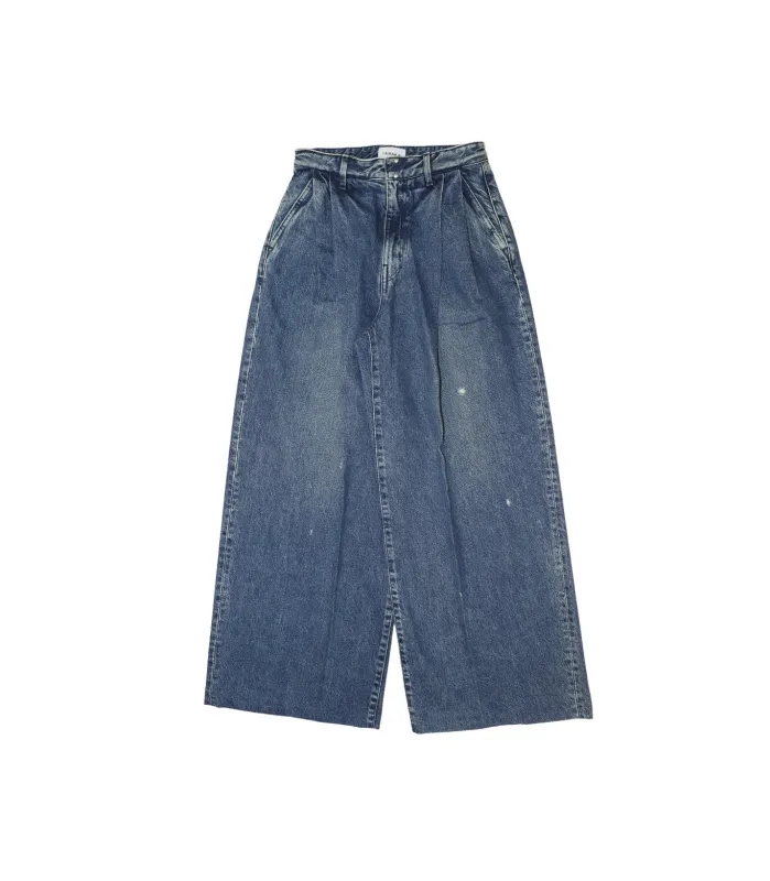 HAKAMA JEAN TROUSERS - GREEN BLUE made by TANAKA