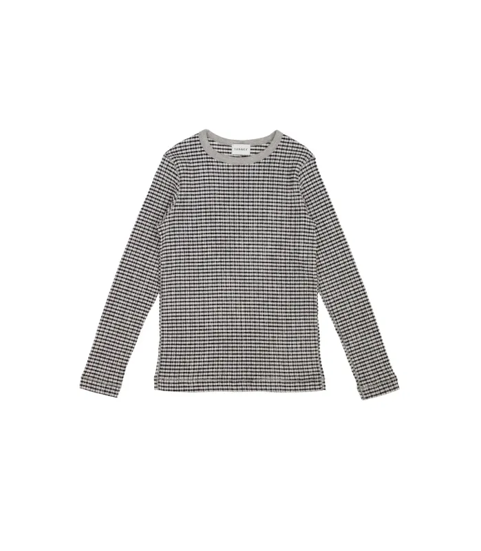 LONG SLEEVE TEE - BLACK GINGHAM made by TANAKA