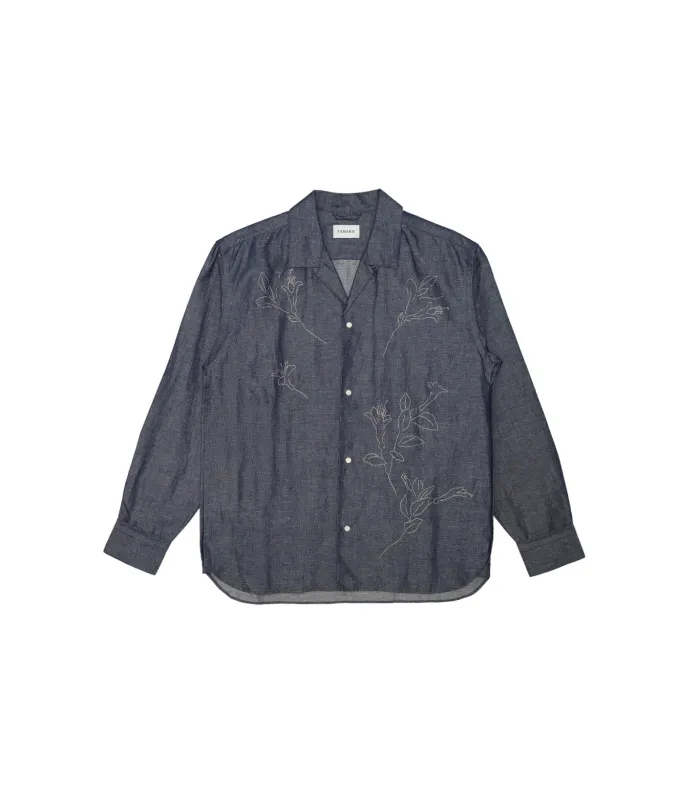 THE SHIRTS - INDIGO LINEN (EMBROIDERY) made by TANAKA