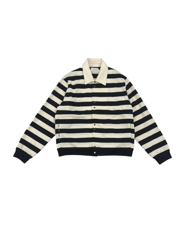 JERSEY CARDIGAN - BLACK STRIPE made by TANAKA