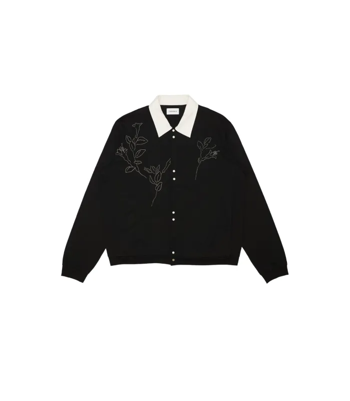 JERSEY CARDIGAN - BLACK (EMBROIDERY) made by TANAKA
