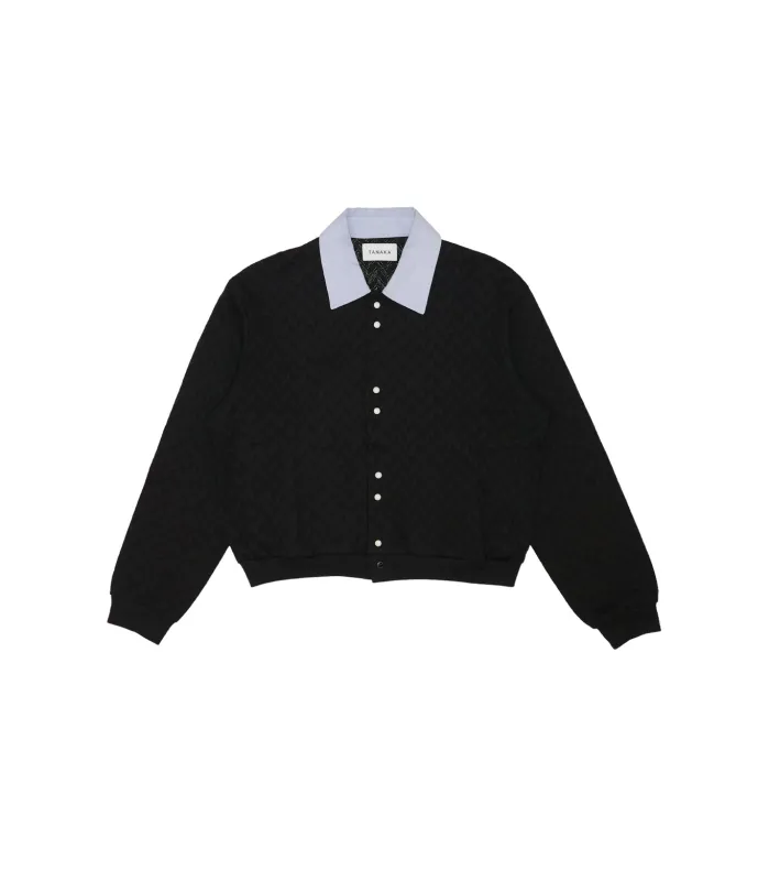 JERSEY CARDIGAN - BLACK HERRINGBONE made by TANAKA