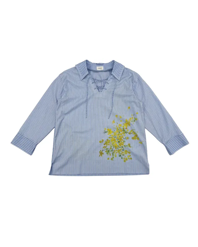 THE TUNIC - BLUE STRIPE (FLOWER) made by TANAKA