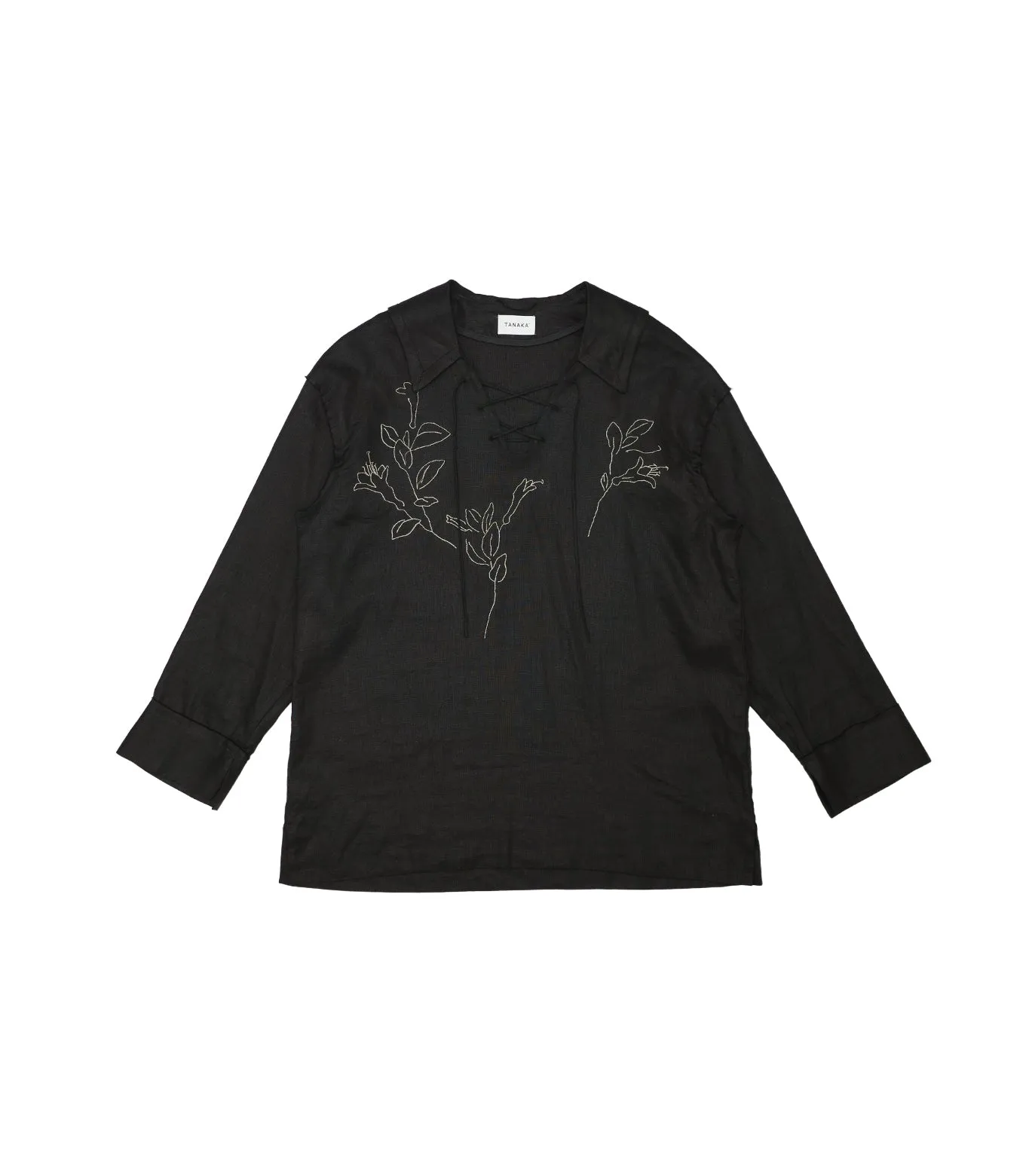 THE TUNIC - BLACK LINEN (EMBROIDERY) sold by TANAKA