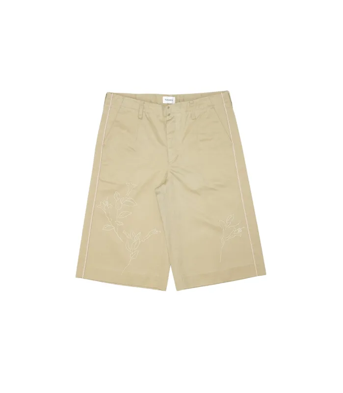 THE SHORTS - KHAKI (EMBROIDERY) made by TANAKA