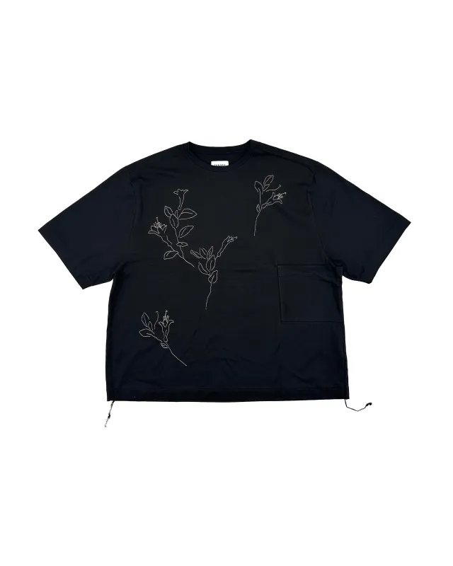 BOXY TEE - BLACK (EMBROIDERY) made by TANAKA