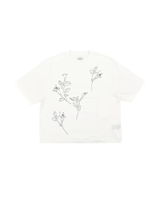 BOXY TEE - WHITE (EMBROIDERY) made by TANAKA